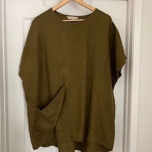 Elizabeth Suzann Harper Tunic in Olive Midweight Linen